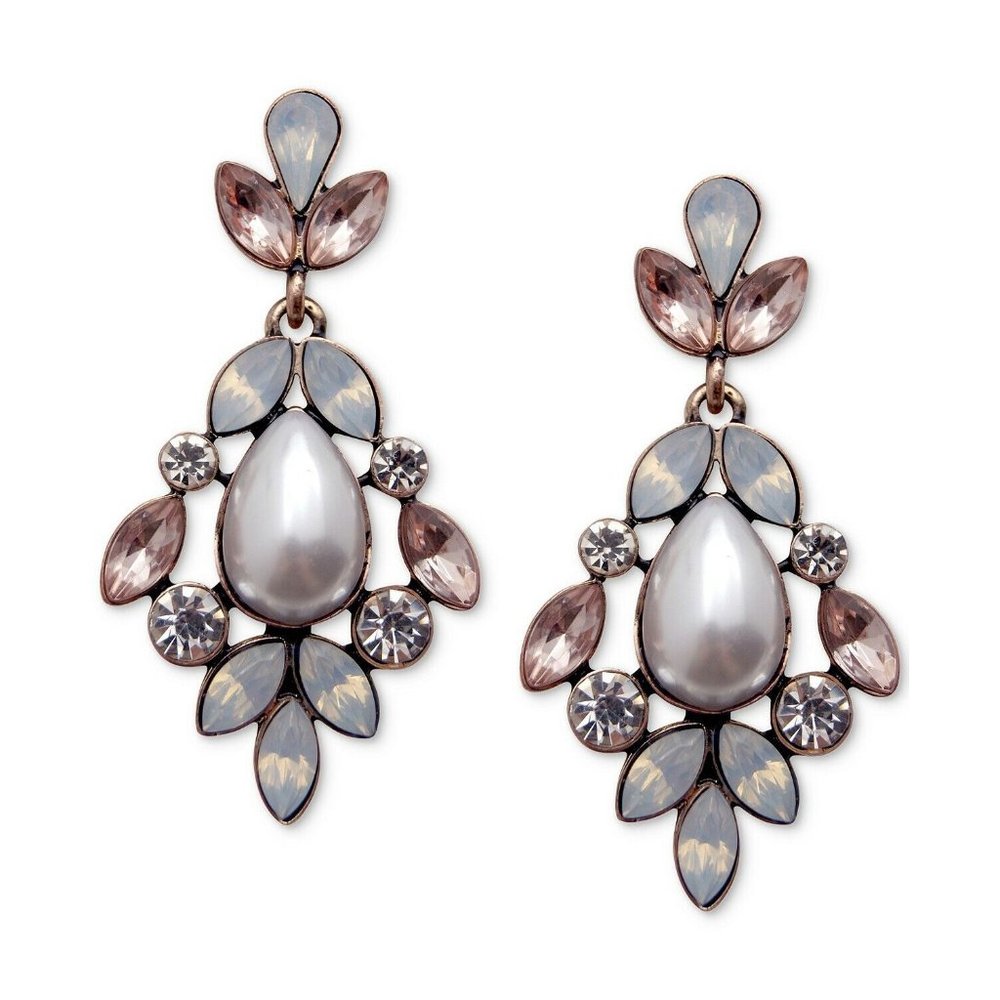 Say Yes to the Prom Gold-Tone Multi-Crystal & Imitation Pearl Drop Earrings